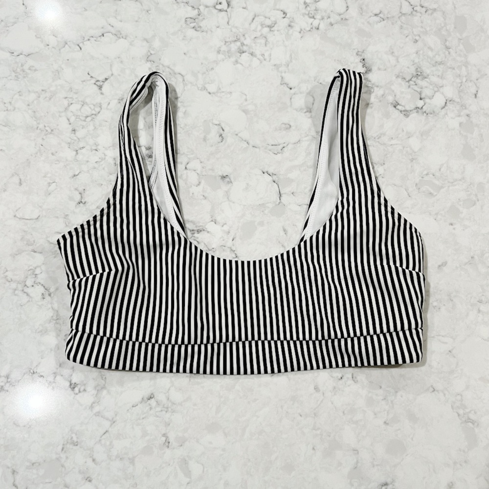 Hollister Scoop Black and White Striped Bikini Top